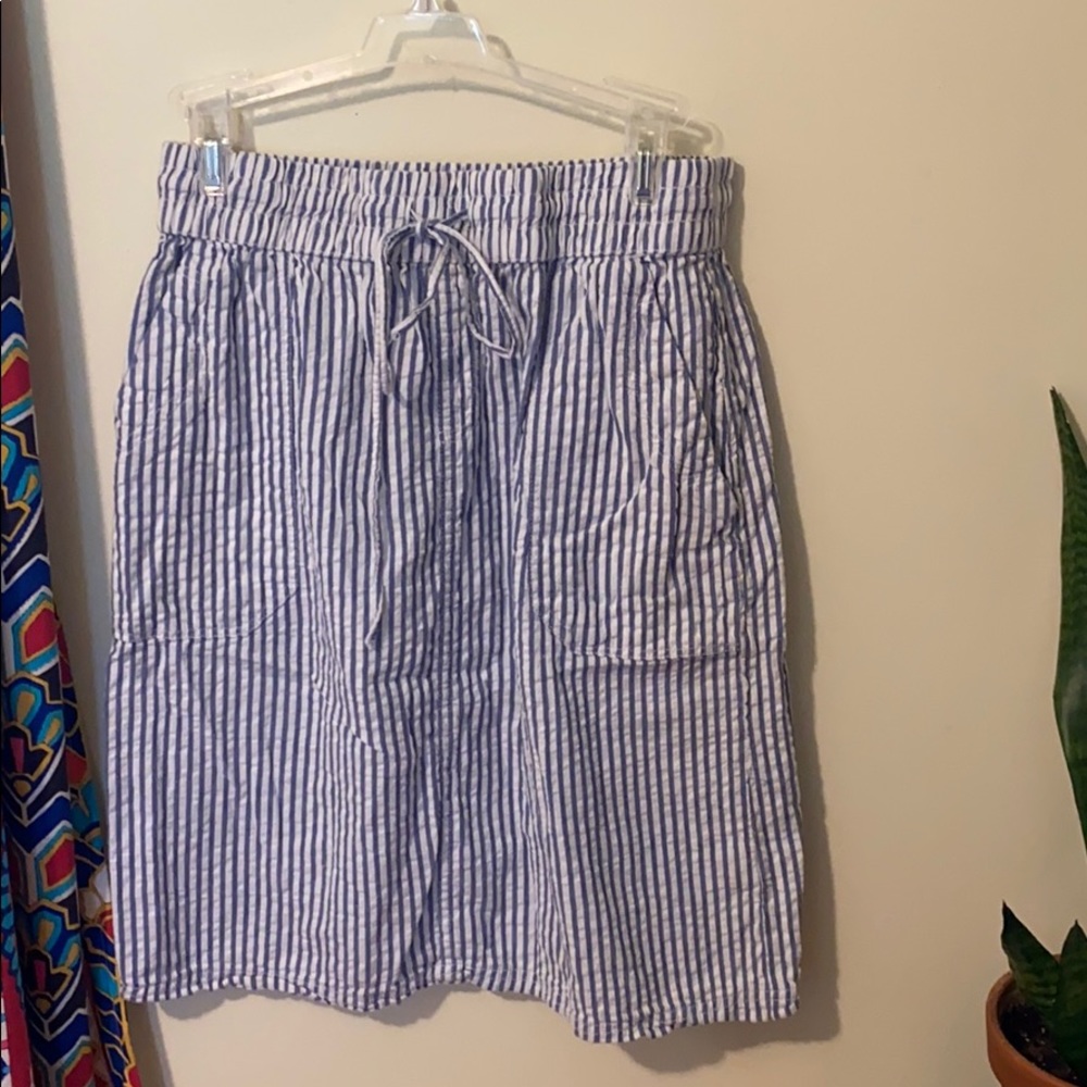 Seersucker drawstring skirt